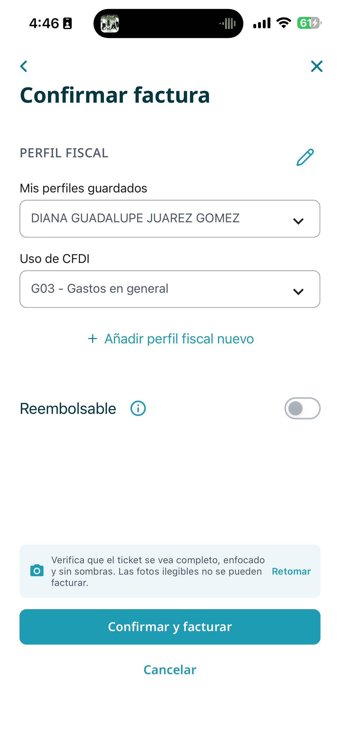 Fiscalify - confirmar factura